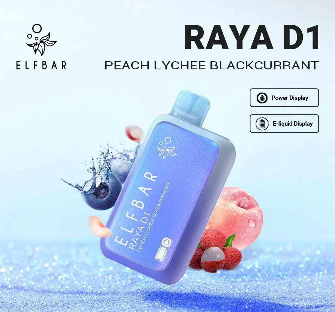 ELF BAR RAYA D1 – Peach Lychee Blackcurrant - Vape Shop Faridabad